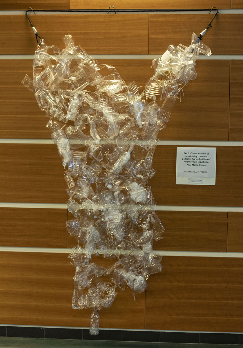 Plastic bottle art installation